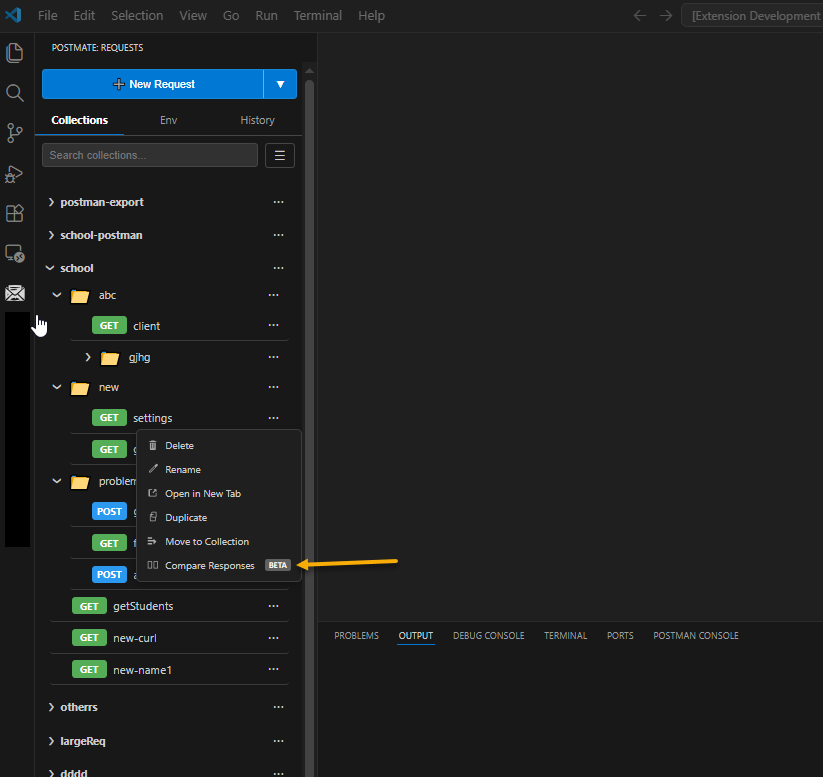 Compare API responses in Postmate Client