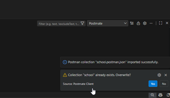 PMC overwrite confirmation dialog asking if the existing collection should be replaced